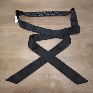 Talbots Belt Womens One Size Black Beaded Rhinestone Sash Tie Waist Dress